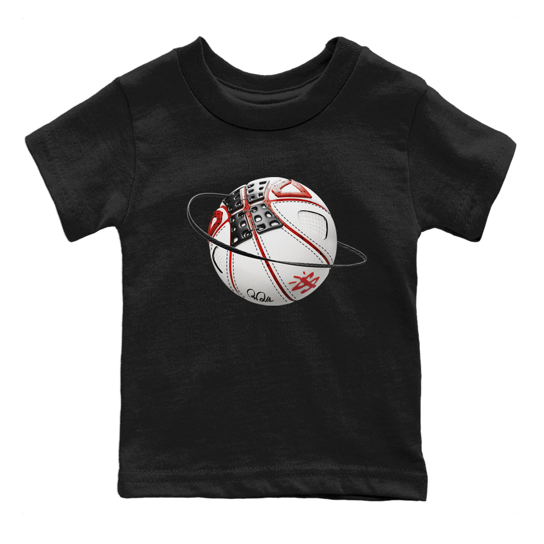 Air Jordan 4 Red Cement Sneaker Match Tees Basketball Planet Sneaker Tees AJ4 Retro OG Red Cement Sneaker Release Tees Kids Shirts Black 2