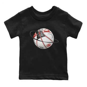 Air Jordan 4 Red Cement Sneaker Match Tees Basketball Planet Sneaker Tees AJ4 Retro OG Red Cement Sneaker Release Tees Kids Shirts Black 2