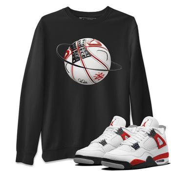Air Jordan 4 Red Cement Sneaker Match Tees Basketball Planet Sneaker Tees AJ4 Retro OG Red Cement Sneaker Release Tees Unisex Shirts Black 1