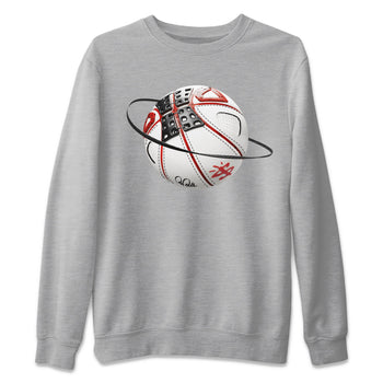 Air Jordan 4 Red Cement Sneaker Match Tees Basketball Planet Sneaker Tees AJ4 Retro OG Red Cement Sneaker Release Tees Unisex Shirts Heather Grey 2