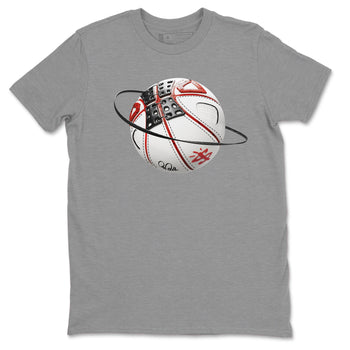 Air Jordan 4 Red Cement Sneaker Match Tees Basketball Planet Sneaker Tees AJ4 Retro OG Red Cement Sneaker Release Tees Unisex Shirts Heather Grey 2