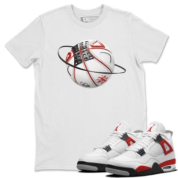 Air Jordan 4 Red Cement Sneaker Match Tees Basketball Planet Sneaker Tees AJ4 Retro OG Red Cement Sneaker Release Tees Unisex Shirts White 1