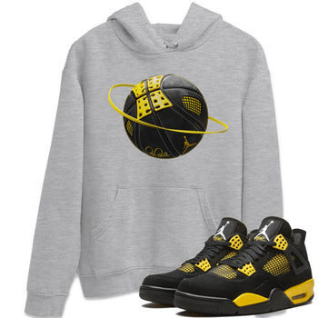 Air Jordan 4 Thunder Sneaker Match Tees Basketball Planet Sneaker Tees AJ4 Thunder Jumpman Sneaker Release Tees Unisex Shirts Heather Grey 1