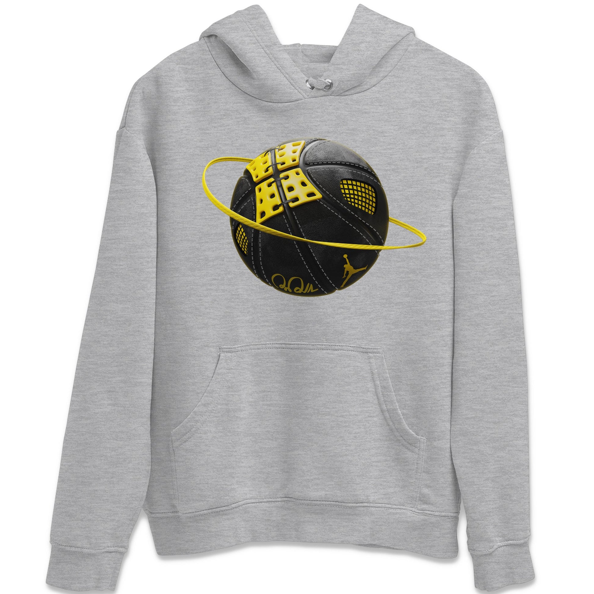Air Jordan 4 Thunder Sneaker Match Tees Basketball Planet Sneaker Tees AJ4 Thunder Jumpman Sneaker Release Tees Unisex Shirts Heather Grey 2