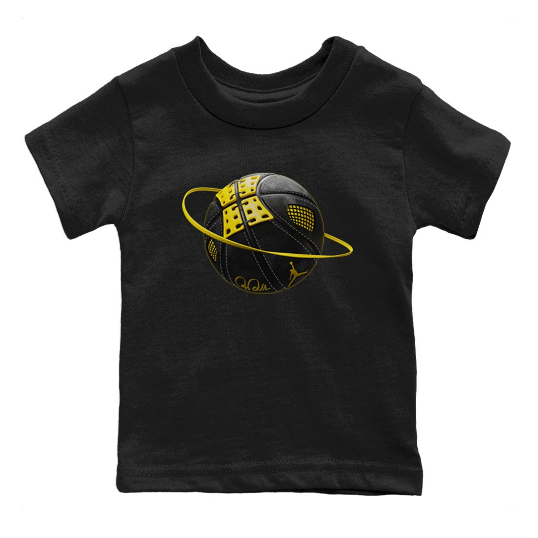 Air Jordan 4 Thunder Sneaker Match Tees Basketball Planet Sneaker Tees AJ4 Thunder Jumpman Sneaker Release Tees Kids Shirts Black 2