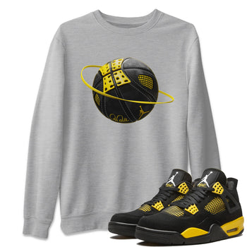 Air Jordan 4 Thunder Sneaker Match Tees Basketball Planet Sneaker Tees AJ4 Thunder Jumpman Sneaker Release Tees Unisex Shirts Heather Grey 1