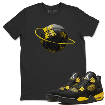 Air Jordan 4 Thunder Sneaker Match Tees Basketball Planet Sneaker Tees AJ4 Thunder Jumpman Sneaker Release Tees Unisex Shirts Black 1