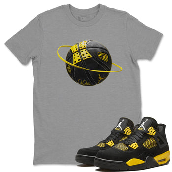 Air Jordan 4 Thunder Sneaker Match Tees Basketball Planet Sneaker Tees AJ4 Thunder Jumpman Sneaker Release Tees Unisex Shirts Heather Grey 1