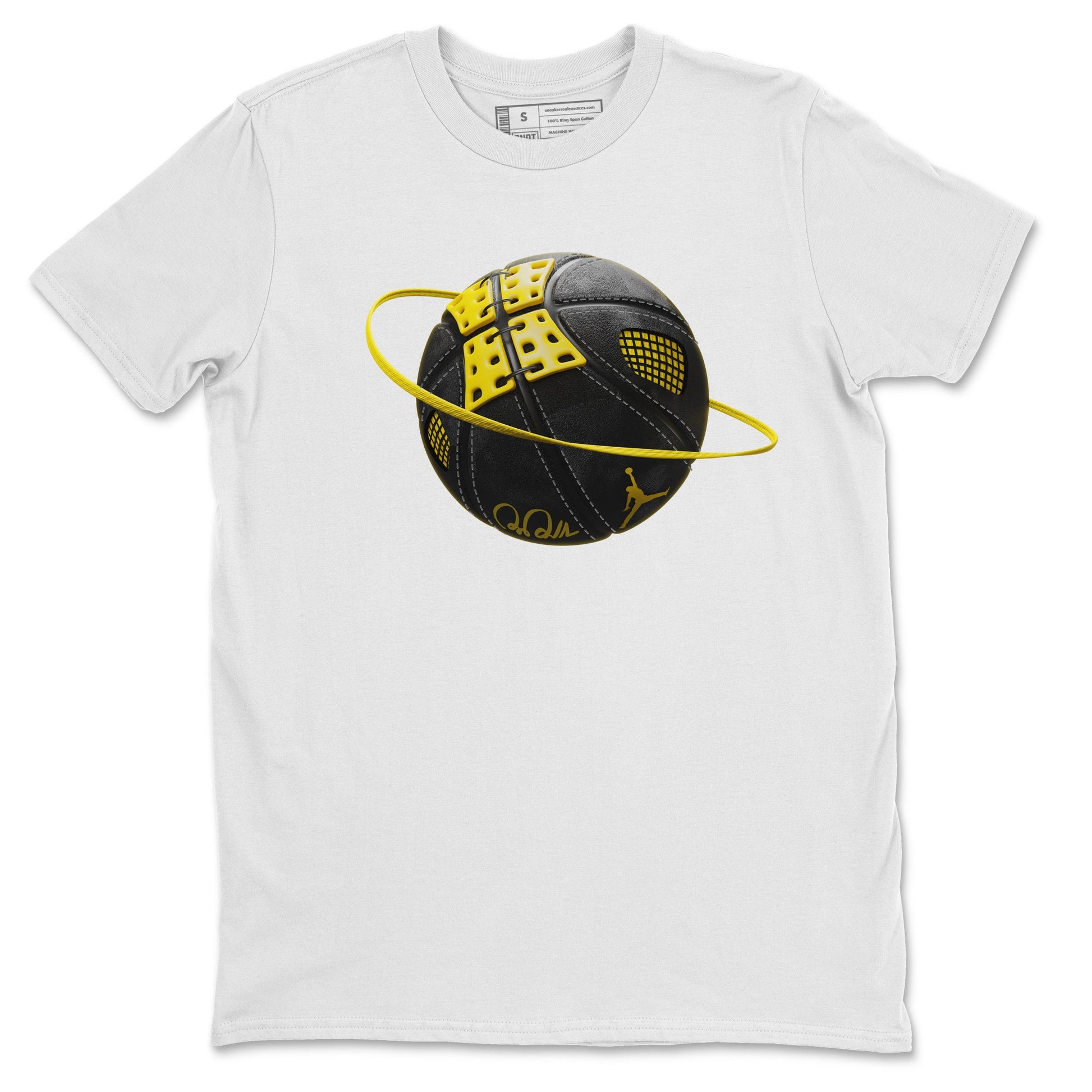 Air Jordan 4 Thunder Sneaker Match Tees Basketball Planet Sneaker Tees AJ4 Thunder Jumpman Sneaker Release Tees Unisex Shirts White 2