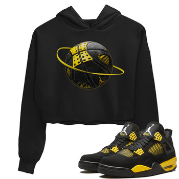 Air Jordan 4 Thunder Sneaker Match Tees Basketball Planet Sneaker Tees AJ4 Thunder Jumpman Sneaker Release Tees Women's Shirts Black 1