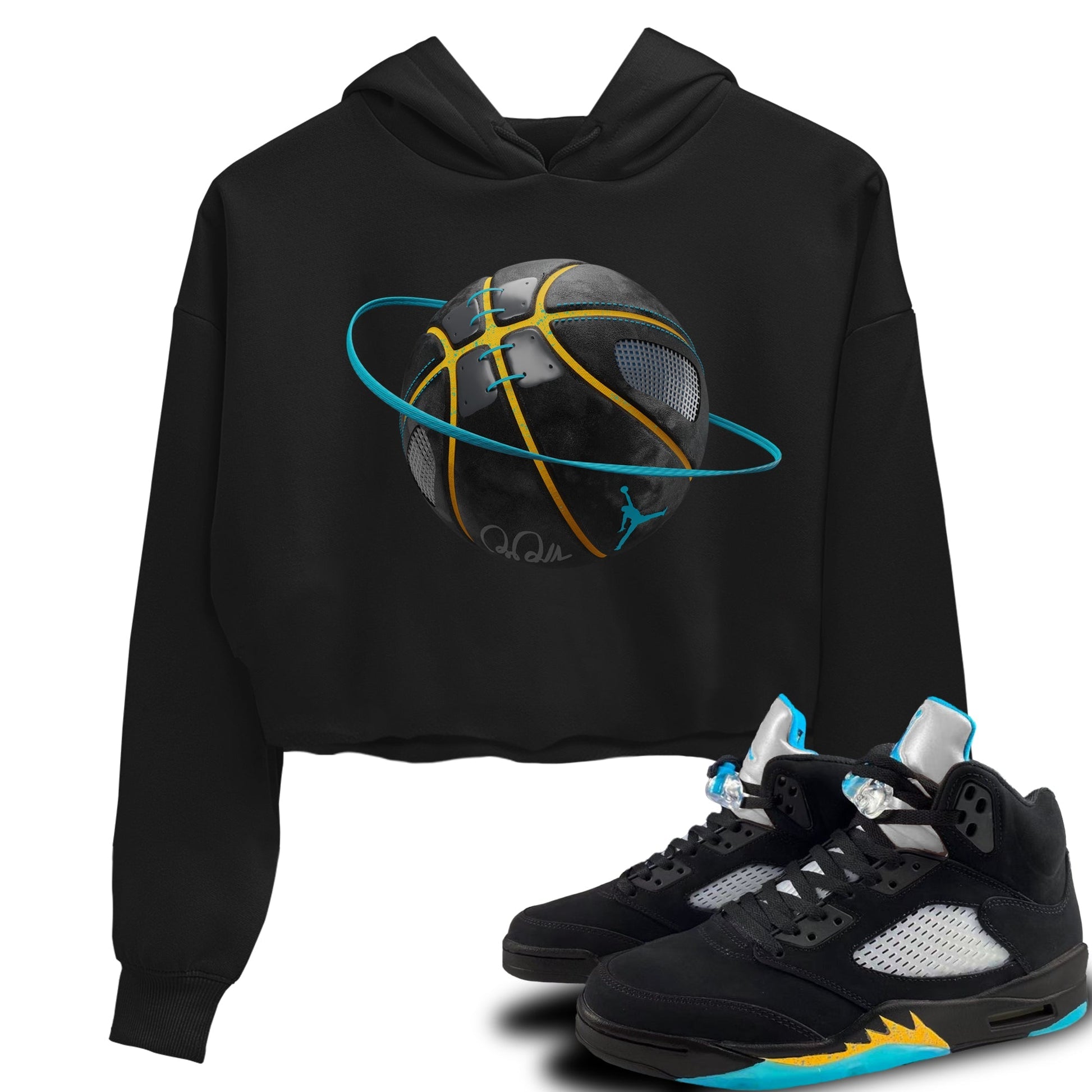 Jordan 5 Aqua Sneaker Match Tees Basketball Planet Sneaker Tees Jordan 5 Aqua Sneaker Release Tees Women's Shirts