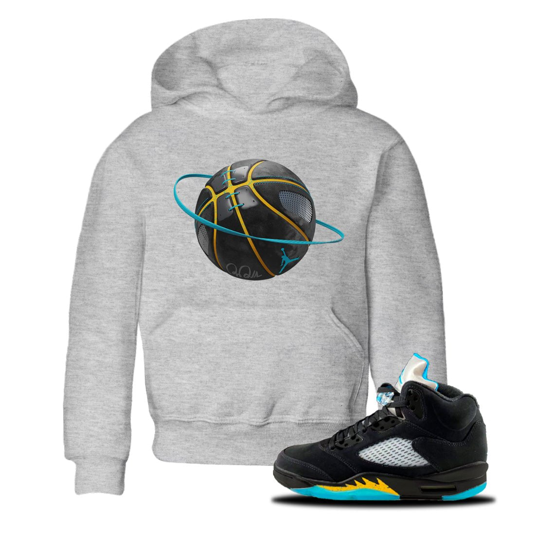 Jordan 5 Aqua Sneaker Match Tees Basketball Planet Sneaker Tees Jordan 5 Aqua Sneaker Release Tees Kids Shirts
