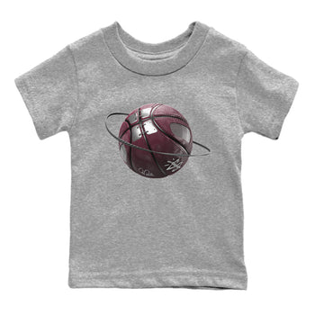 Air Jordan 5 Burgundy Sneaker Match Tees Basketball Planet Sneaker Tees AJ5 Burgundy Sneaker Release Tees Kids Shirts Heather Grey 2