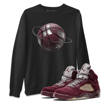 Air Jordan 5 Burgundy Sneaker Match Tees Basketball Planet Sneaker Tees AJ5 Burgundy Sneaker Release Tees Unisex Shirts Black 1