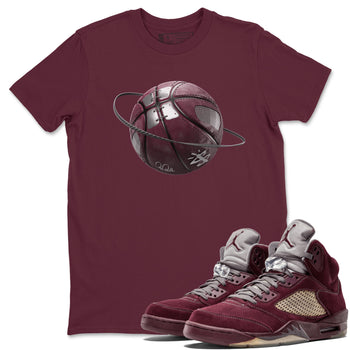 Air Jordan 5 Burgundy Sneaker Match Tees Basketball Planet Sneaker Tees AJ5 Burgundy Sneaker Release Tees Unisex Shirts Maroon 1