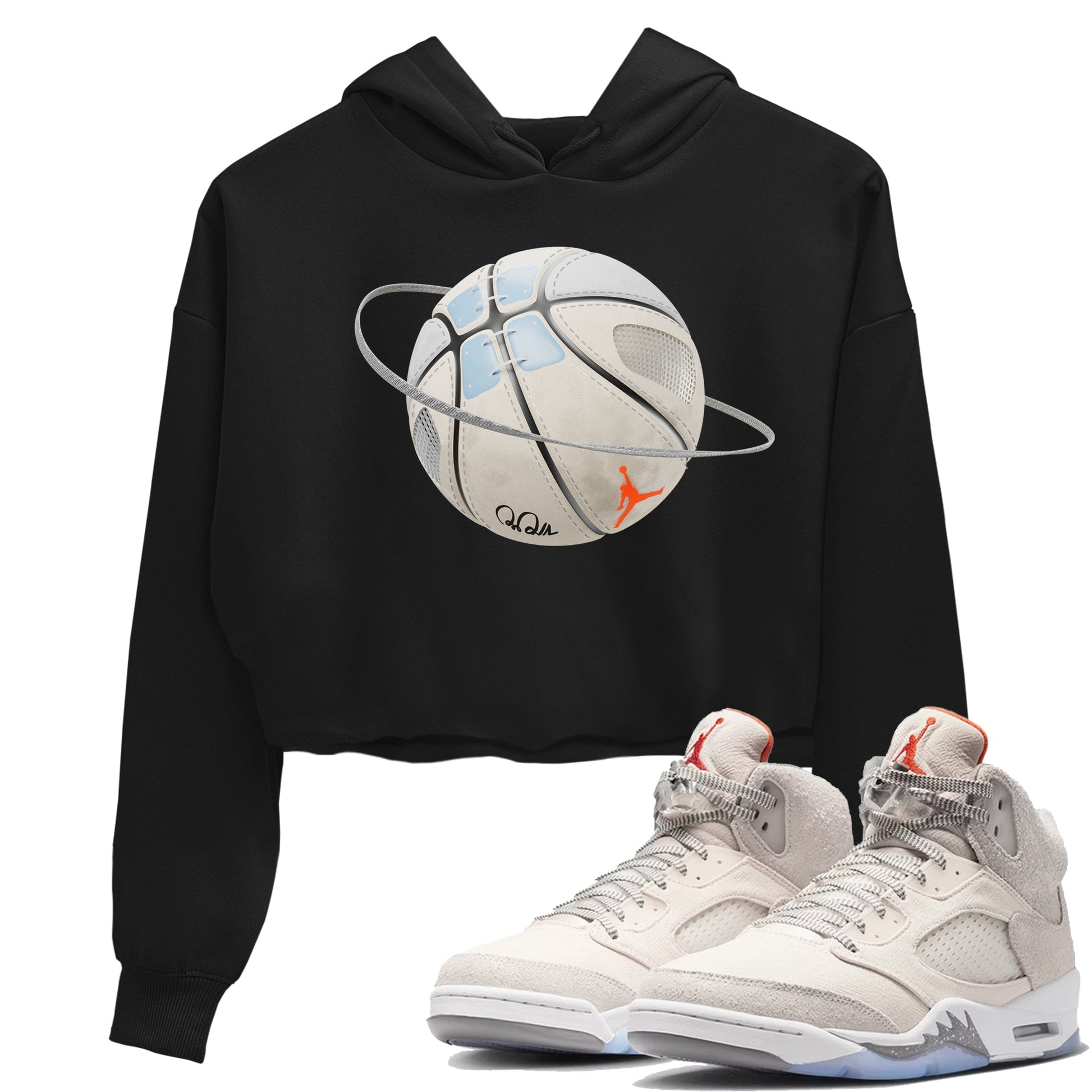 Air Jordan 5 Craft Sneaker Match Tees Basketball Planet Sneaker Tees AJ5 SE Craft Sneaker Release Tees Women's Shirts Black 1