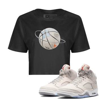 Air Jordan 5 Craft Sneaker Match Tees Basketball Planet Sneaker Tees AJ5 SE Craft Sneaker Release Tees Women's Shirts Black 1