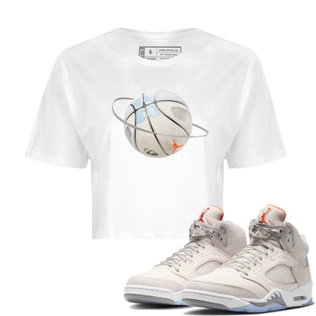 Air Jordan 5 Craft Sneaker Match Tees Basketball Planet Sneaker Tees AJ5 SE Craft Sneaker Release Tees Women's Shirts White 1