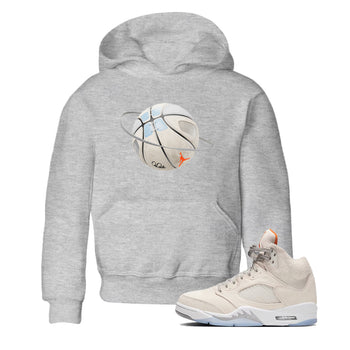 Air Jordan 5 Craft Sneaker Match Tees Basketball Planet Sneaker Tees AJ5 SE Craft Sneaker Release Tees Kids Shirts Heather Grey 1
