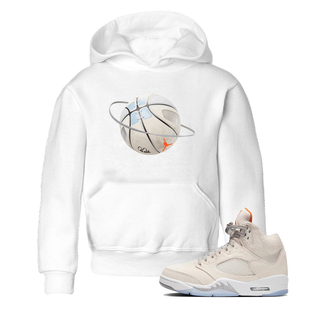 Air Jordan 5 Craft Sneaker Match Tees Basketball Planet Sneaker Tees AJ5 SE Craft Sneaker Release Tees Kids Shirts White 1