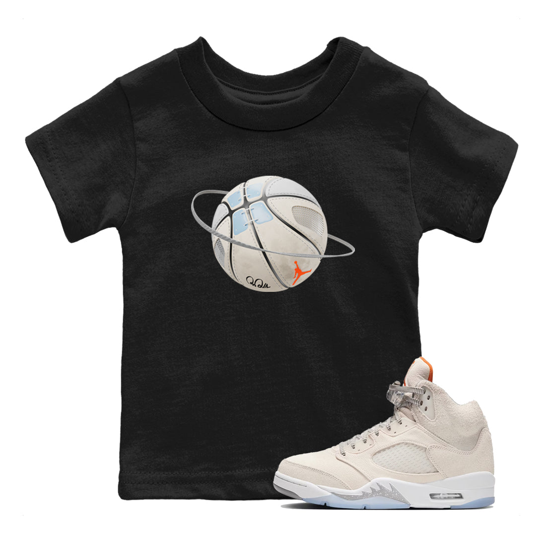 Air Jordan 5 Craft Sneaker Match Tees Basketball Planet Sneaker Tees AJ5 SE Craft Sneaker Release Tees Kids Shirts Black 1