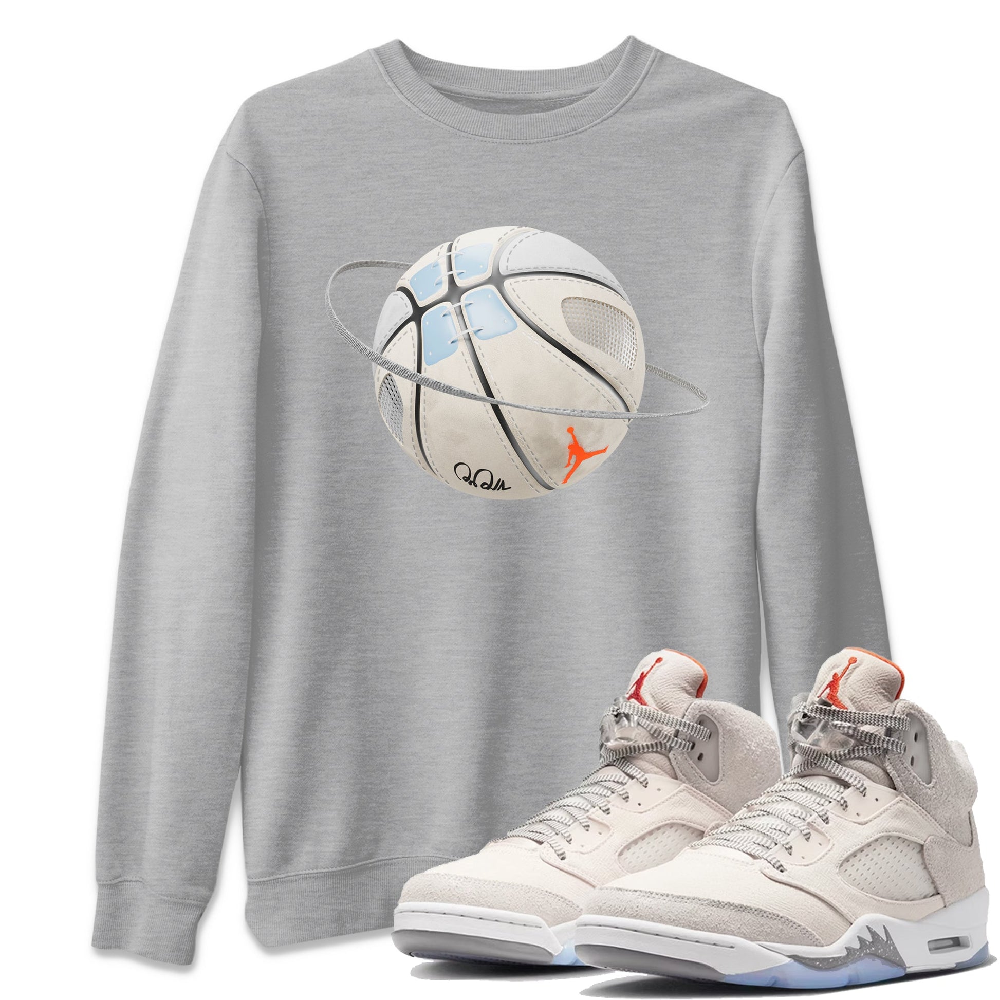Air Jordan 5 Craft Sneaker Match Tees Basketball Planet Sneaker Tees AJ5 SE Craft Sneaker Release Tees Unisex Shirts Heather Grey 1