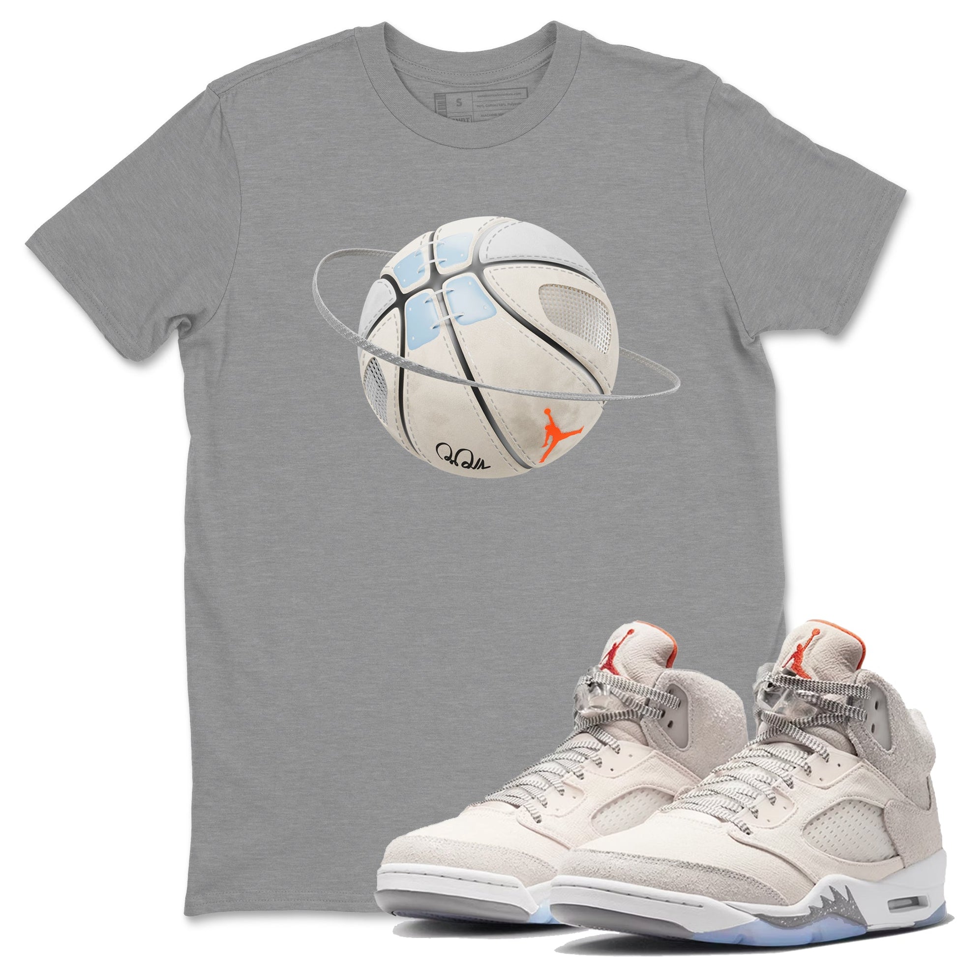 Air Jordan 5 Craft Sneaker Match Tees Basketball Planet Sneaker Tees AJ5 SE Craft Sneaker Release Tees Unisex Shirts Heather Grey 1
