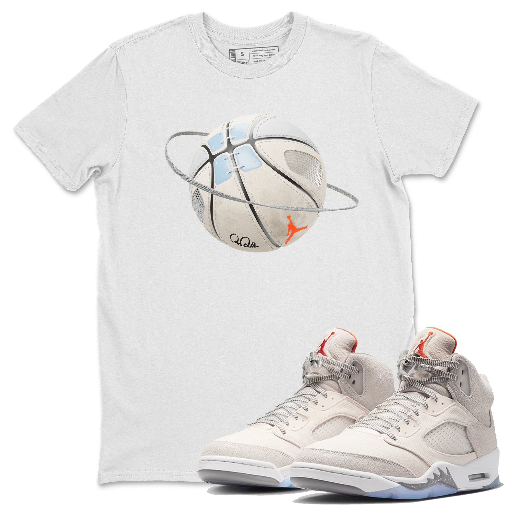 Air Jordan 5 Craft Sneaker Match Tees Basketball Planet Sneaker Tees AJ5 SE Craft Sneaker Release Tees Unisex Shirts White 1