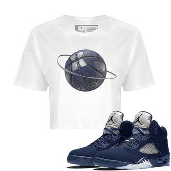 Air Jordan 5 Georgetown Sneaker Match Tees Basketball Planet Sneaker Tees AJ5 Georgetown Sneaker Release Tees Women's Shirts White 1
