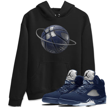 Air Jordan 5 Georgetown Sneaker Match Tees Basketball Planet Sneaker Tees AJ5 Georgetown Sneaker Release Tees Unisex Shirts Black 1