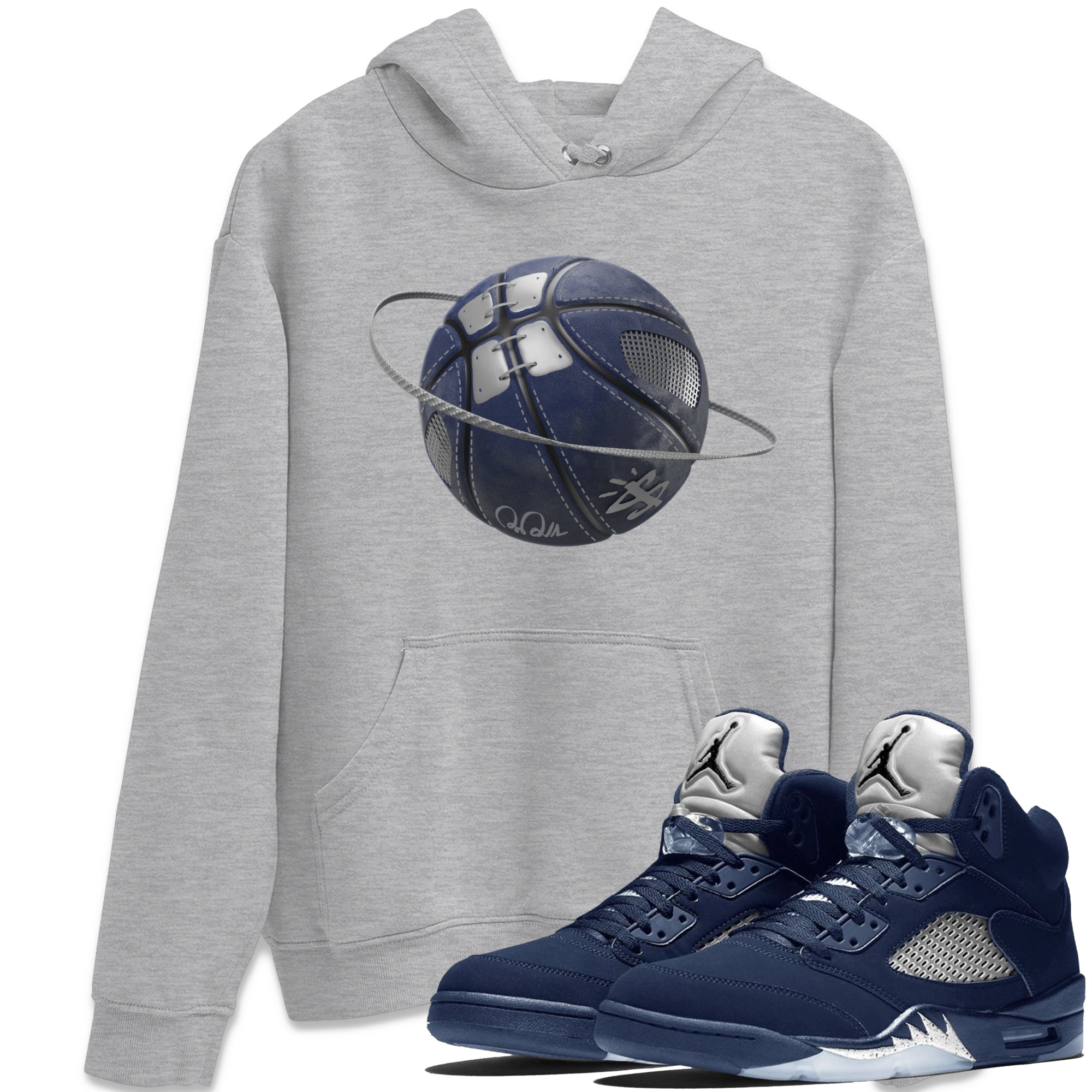 Air Jordan 5 Georgetown Sneaker Match Tees Basketball Planet Sneaker Tees AJ5 Georgetown Sneaker Release Tees Unisex Shirts Heather Grey 1
