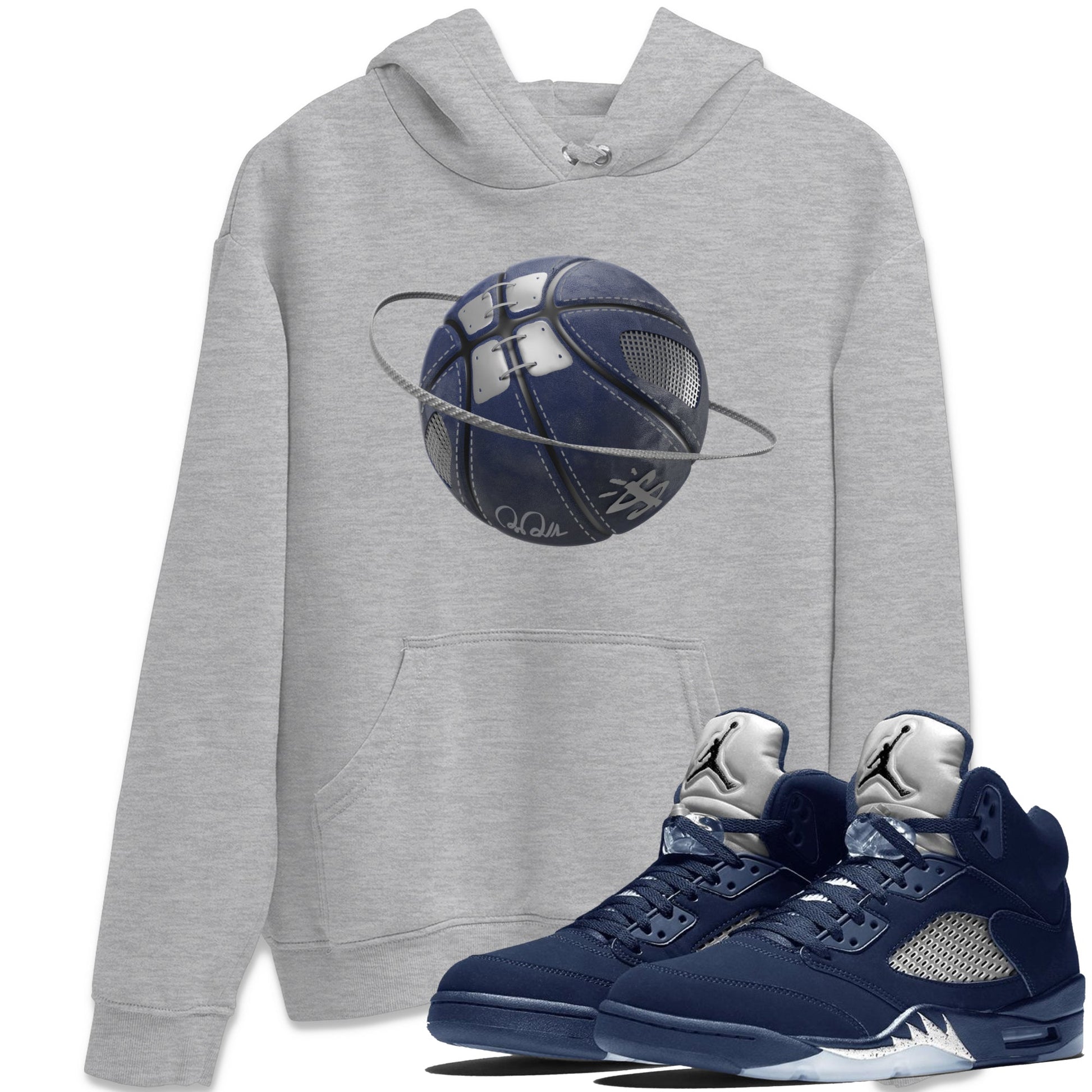 Air Jordan 5 Georgetown Sneaker Match Tees Basketball Planet Sneaker Tees AJ5 Georgetown Sneaker Release Tees Unisex Shirts Heather Grey 1