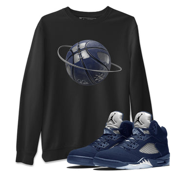 Air Jordan 5 Georgetown Sneaker Match Tees Basketball Planet Sneaker Tees AJ5 Georgetown Sneaker Release Tees Unisex Shirts Black 1