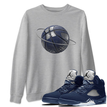Air Jordan 5 Georgetown Sneaker Match Tees Basketball Planet Sneaker Tees AJ5 Georgetown Sneaker Release Tees Unisex Shirts Heather Grey 1