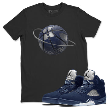 Air Jordan 5 Georgetown Sneaker Match Tees Basketball Planet Sneaker Tees AJ5 Georgetown Sneaker Release Tees Unisex Shirts Black 1