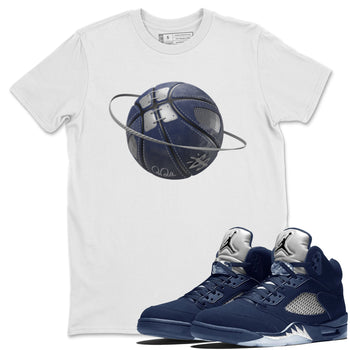 Air Jordan 5 Georgetown Sneaker Match Tees Basketball Planet Sneaker Tees AJ5 Georgetown Sneaker Release Tees Unisex Shirts White 1