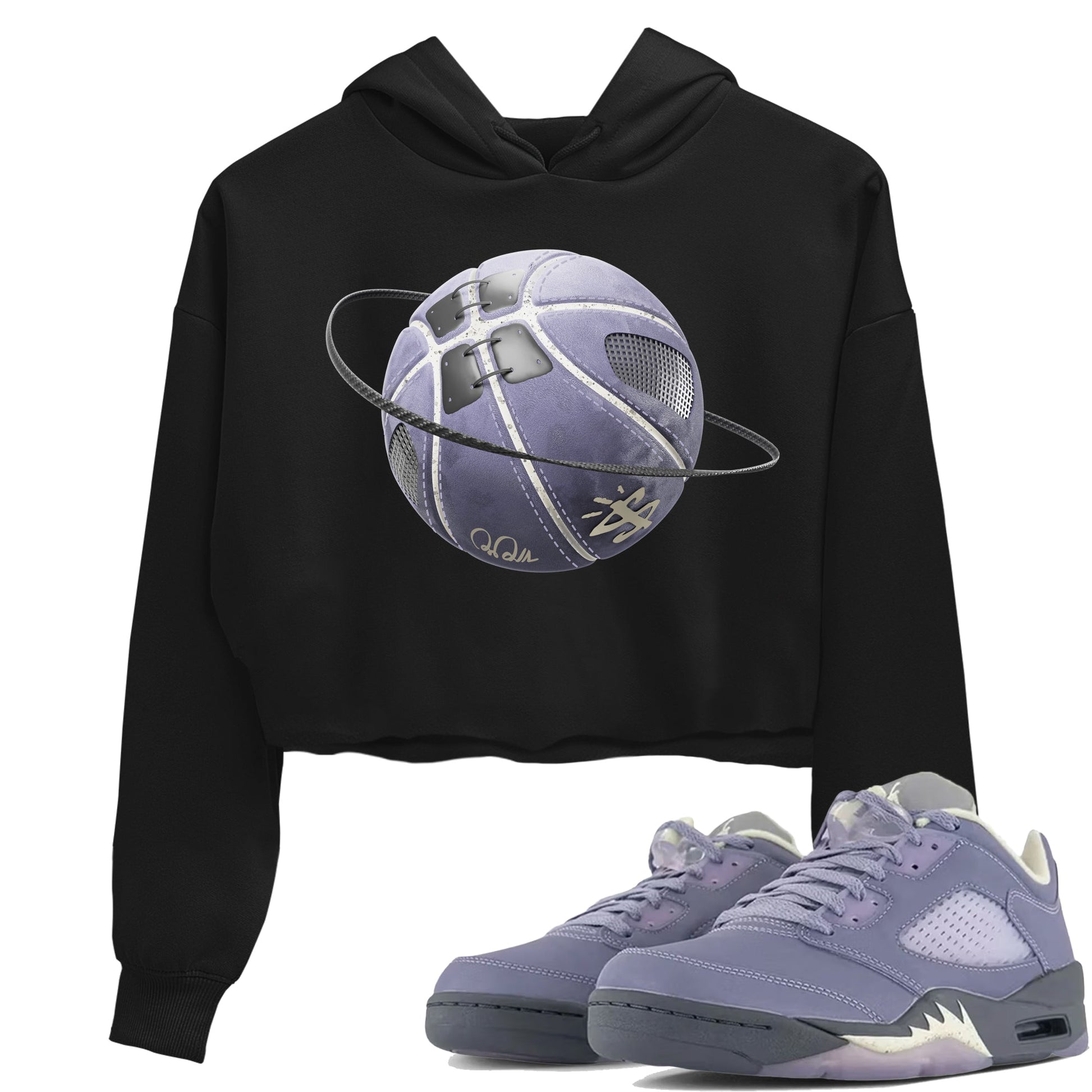Air Jordan 5 Indigo Haze Sneaker Match Tees Basketball Planet Sneaker Tees AJ5 Indigo Haze Sneaker Release Tees Women's Shirts Black 1