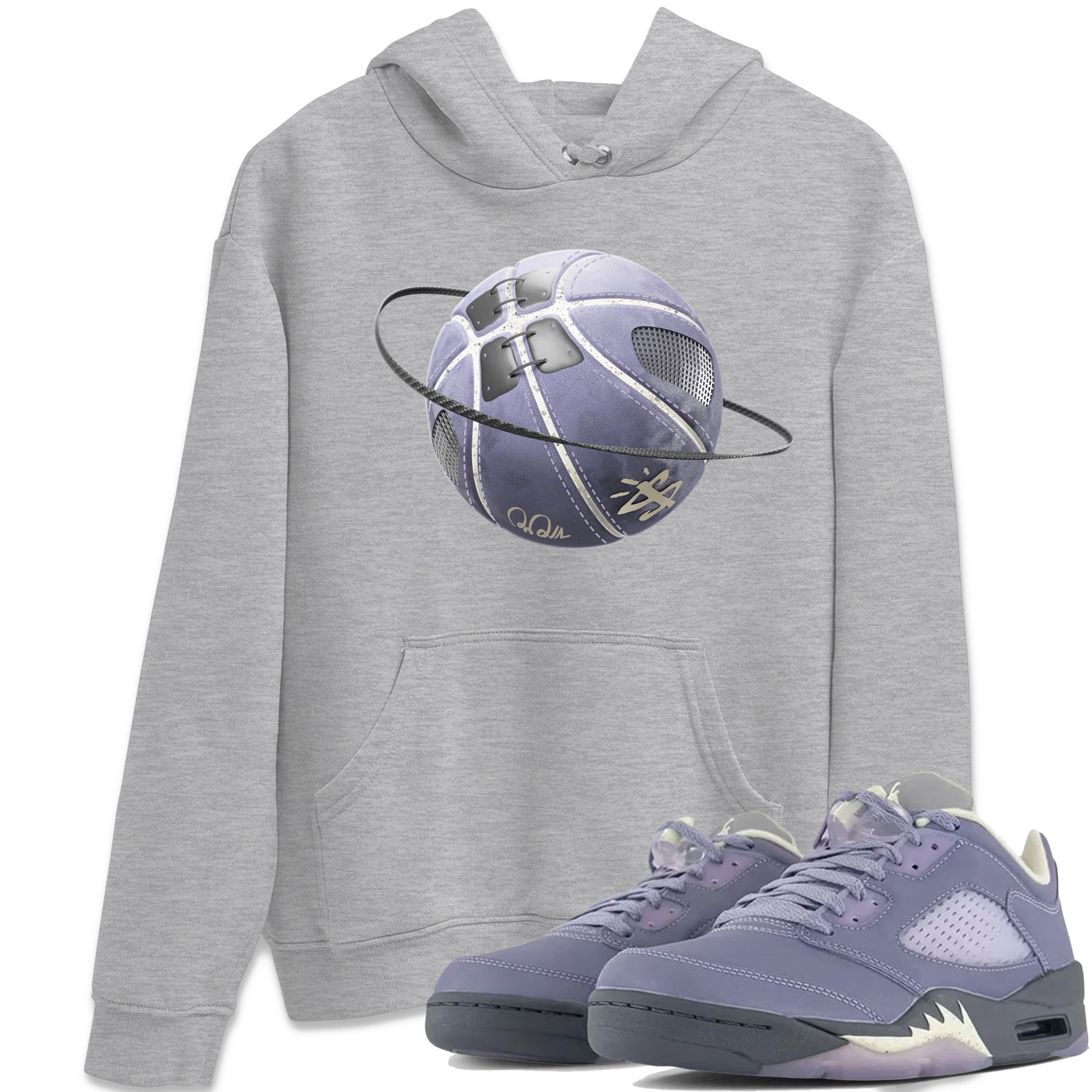 Air Jordan 5 Indigo Haze Sneaker Match Tees Basketball Planet Sneaker Tees AJ5 Indigo Haze Sneaker Release Tees Unisex Shirts Heather Grey 1