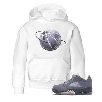 Air Jordan 5 Indigo Haze Sneaker Match Tees Basketball Planet Sneaker Tees AJ5 Indigo Haze Sneaker Release Tees Kids Shirts White 1