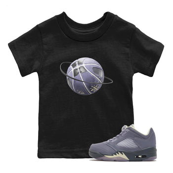Air Jordan 5 Indigo Haze Sneaker Match Tees Basketball Planet Sneaker Tees AJ5 Indigo Haze Sneaker Release Tees Kids Shirts Black 1