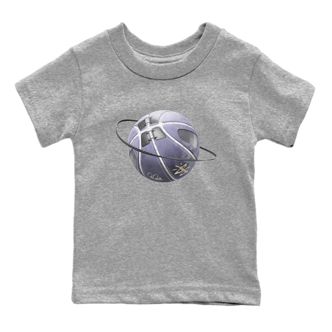 Air Jordan 5 Indigo Haze Sneaker Match Tees Basketball Planet Sneaker Tees AJ5 Indigo Haze Sneaker Release Tees Kids Shirts Heather Grey 2