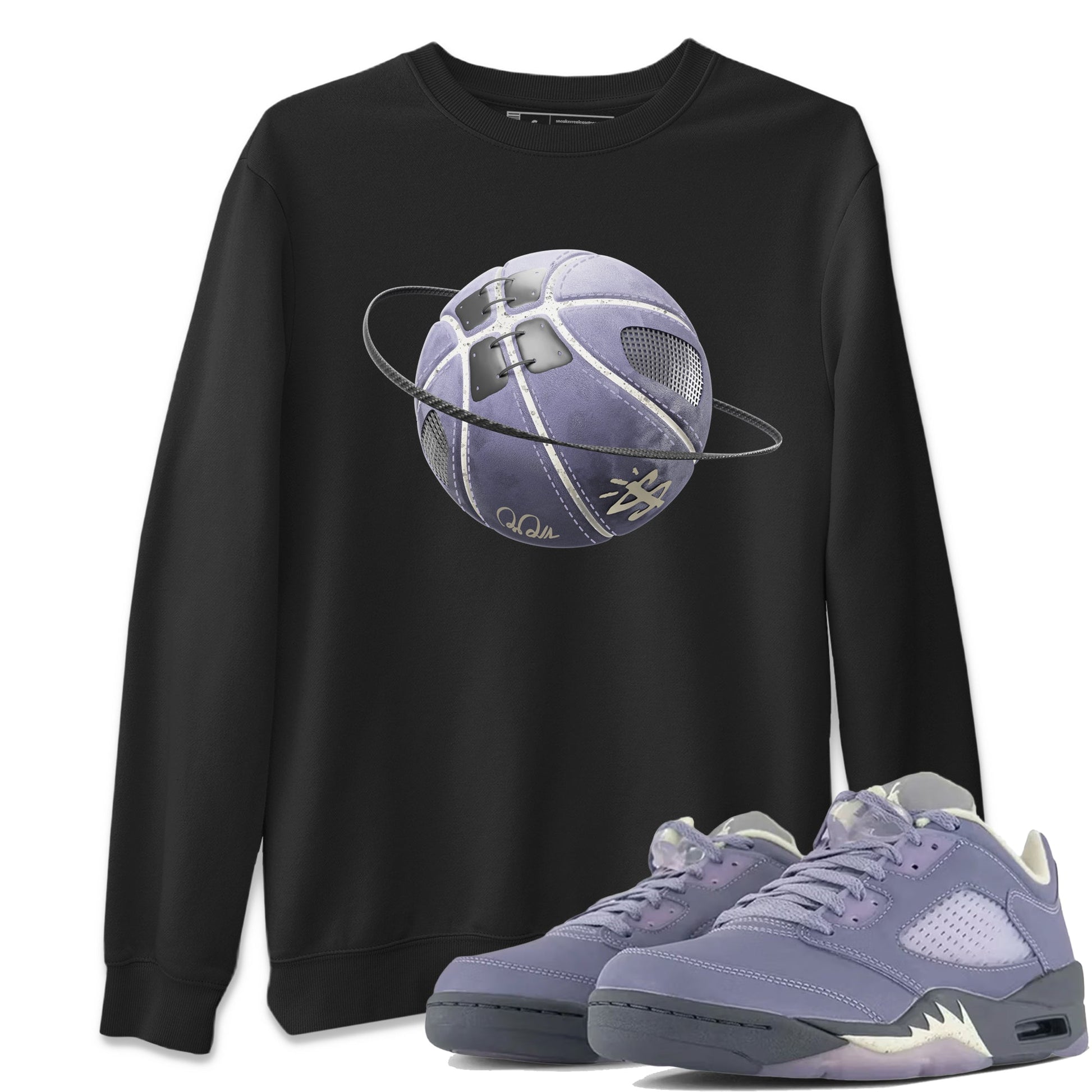 Air Jordan 5 Indigo Haze Sneaker Match Tees Basketball Planet Sneaker Tees AJ5 Indigo Haze Sneaker Release Tees Unisex Shirts Black 1