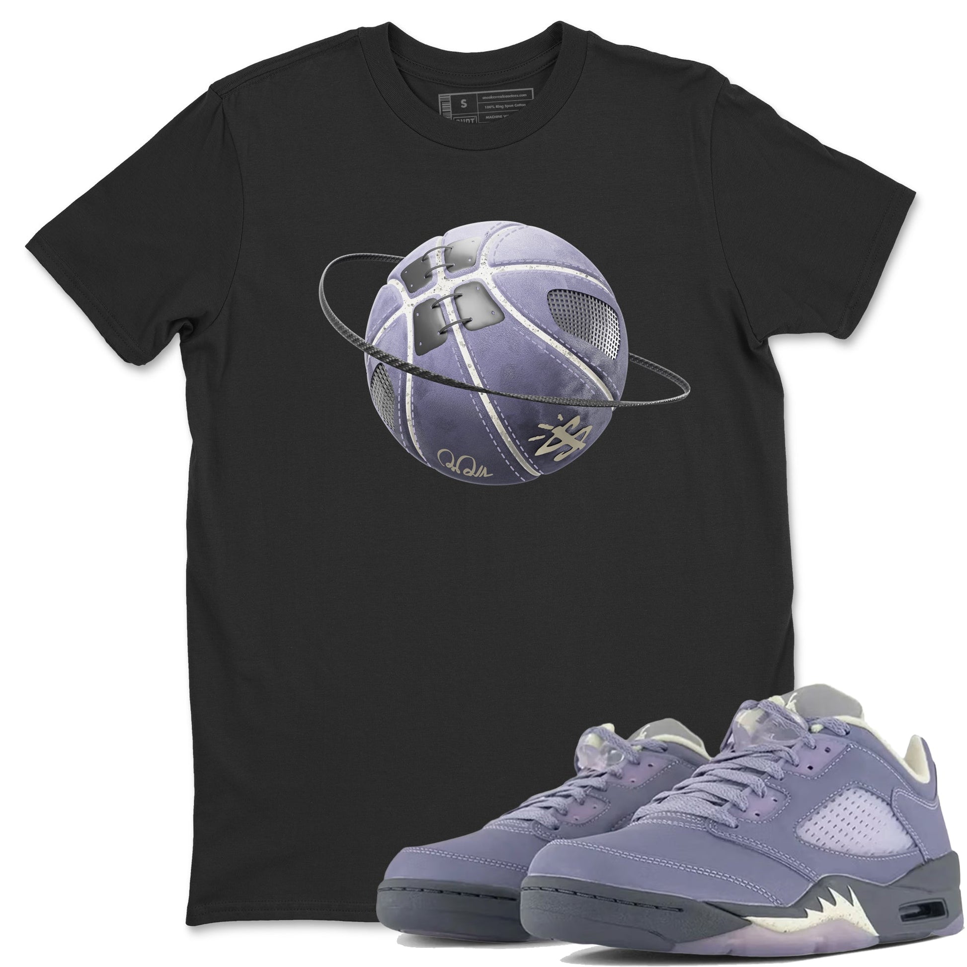 Air Jordan 5 Indigo Haze Sneaker Match Tees Basketball Planet Sneaker Tees AJ5 Indigo Haze Sneaker Release Tees Unisex Shirts Black 1