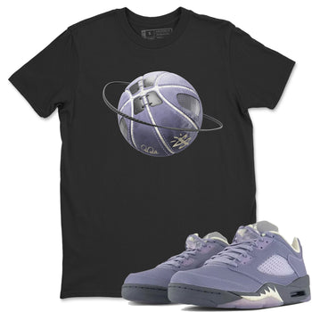 Air Jordan 5 Indigo Haze Sneaker Match Tees Basketball Planet Sneaker Tees AJ5 Indigo Haze Sneaker Release Tees Unisex Shirts Black 1