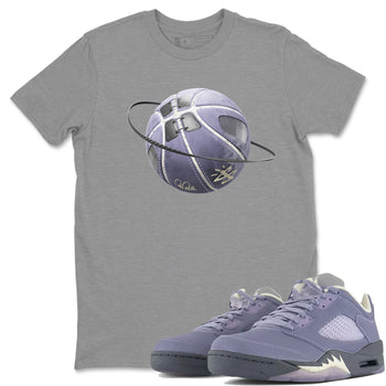 Air Jordan 5 Indigo Haze Sneaker Match Tees Basketball Planet Sneaker Tees AJ5 Indigo Haze Sneaker Release Tees Unisex Shirts Heather Grey 1