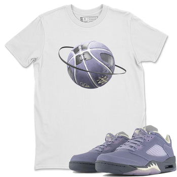 Air Jordan 5 Indigo Haze Sneaker Match Tees Basketball Planet Sneaker Tees AJ5 Indigo Haze Sneaker Release Tees Unisex Shirts White 1