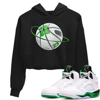 5s Lucky Green shirt to match jordans Basketball Planet sneaker tees Air Jordan 5 Lucky Green SNRT Sneaker Release Tees Black 1 Crop T-Shirt