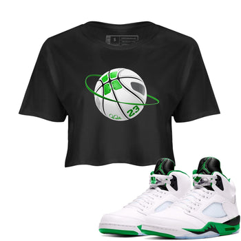 5s Lucky Green shirt to match jordans Basketball Planet sneaker tees Air Jordan 5 Lucky Green SNRT Sneaker Release Tees Black 1 Crop T-Shirt