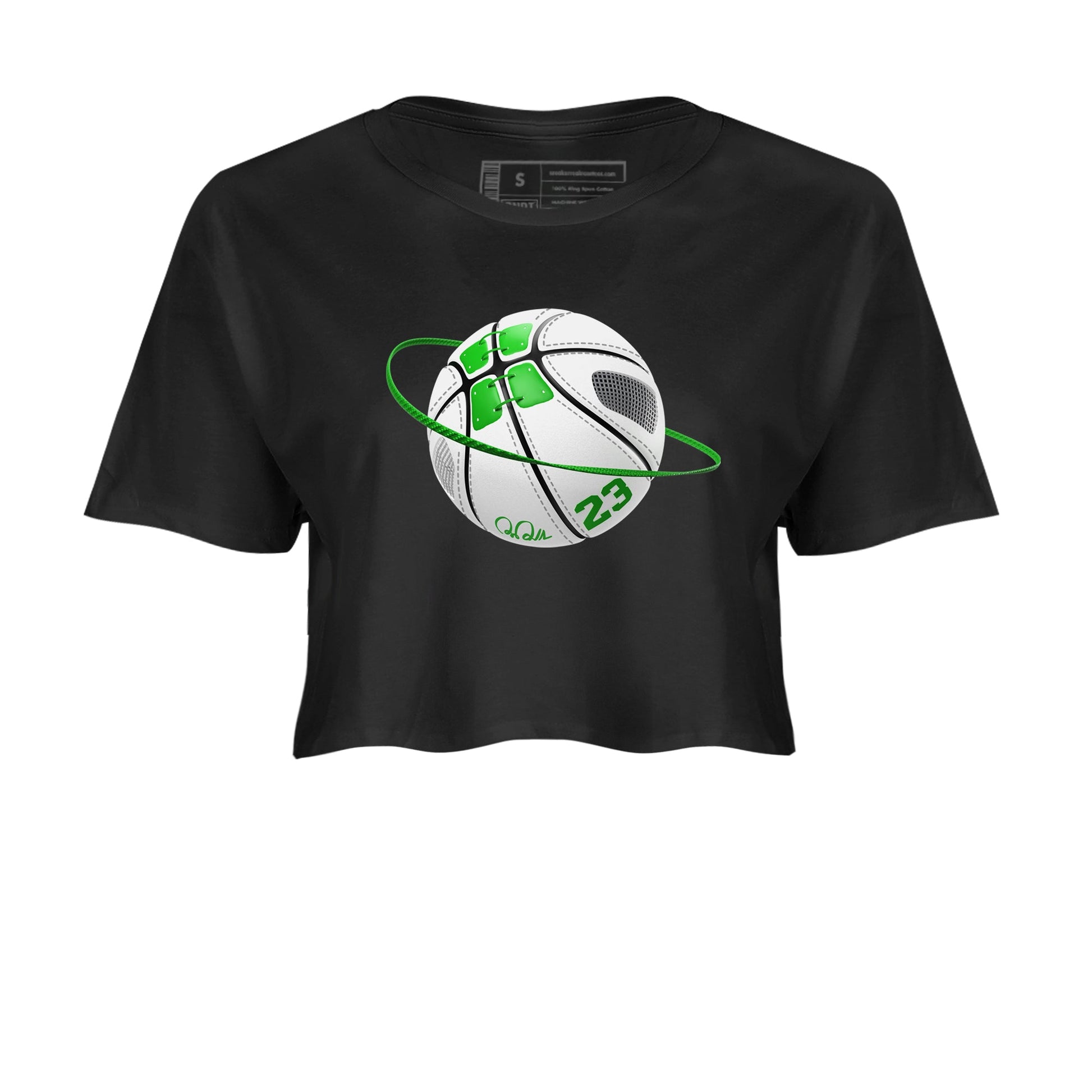 5s Lucky Green shirt to match jordans Basketball Planet sneaker tees Air Jordan 5 Lucky Green SNRT Sneaker Release Tees Black 2 Crop T-Shirt