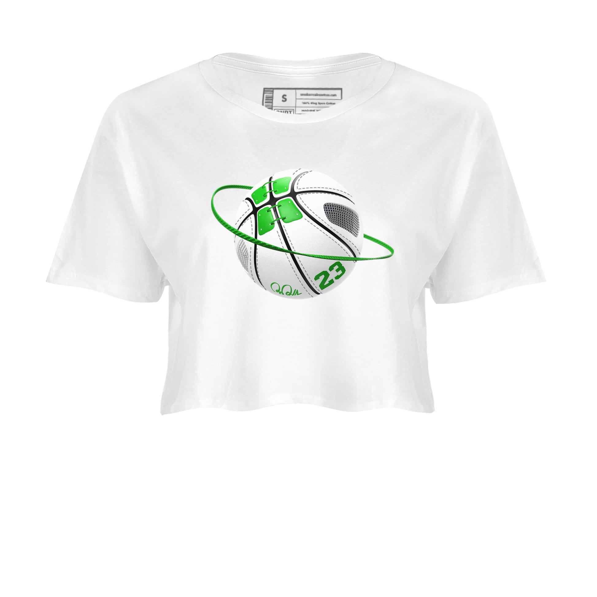 5s Lucky Green shirt to match jordans Basketball Planet sneaker tees Air Jordan 5 Lucky Green SNRT Sneaker Release Tees White 2 Crop T-Shirt